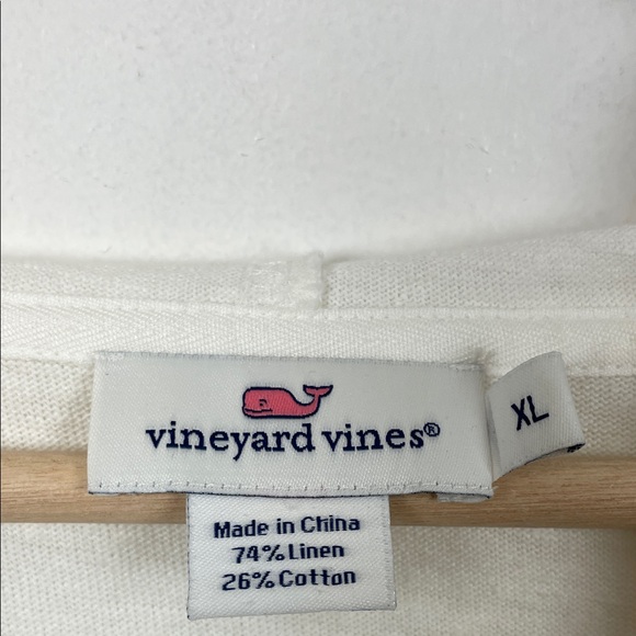 Vineyard Vine Hooded Embroidered V Neckline Pullover Women's XL White Beach Top - Picture 9 of 9